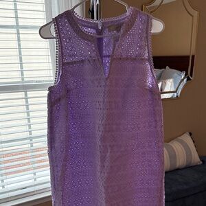 LOFT Lavender Eyelet Shift Dress size 8
